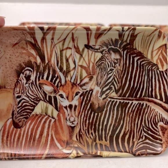Set of 6 RDE Imports Zebra Trays Melamine Made in Italy - Picture 2 of 8